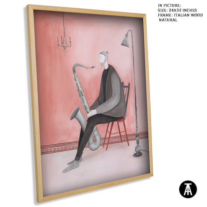 Artwork in Natural Wood Frame