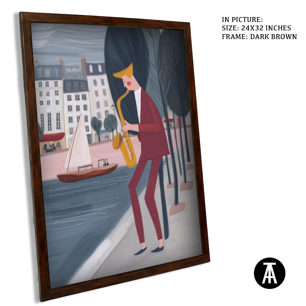 Artwork in Dark Brown Frame