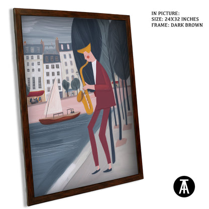 Artwork in Dark Brown Frame