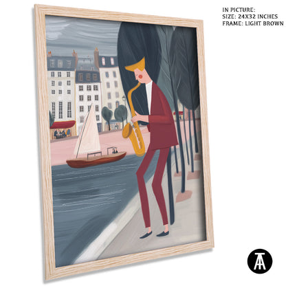 Artwork in Light Brown Frame