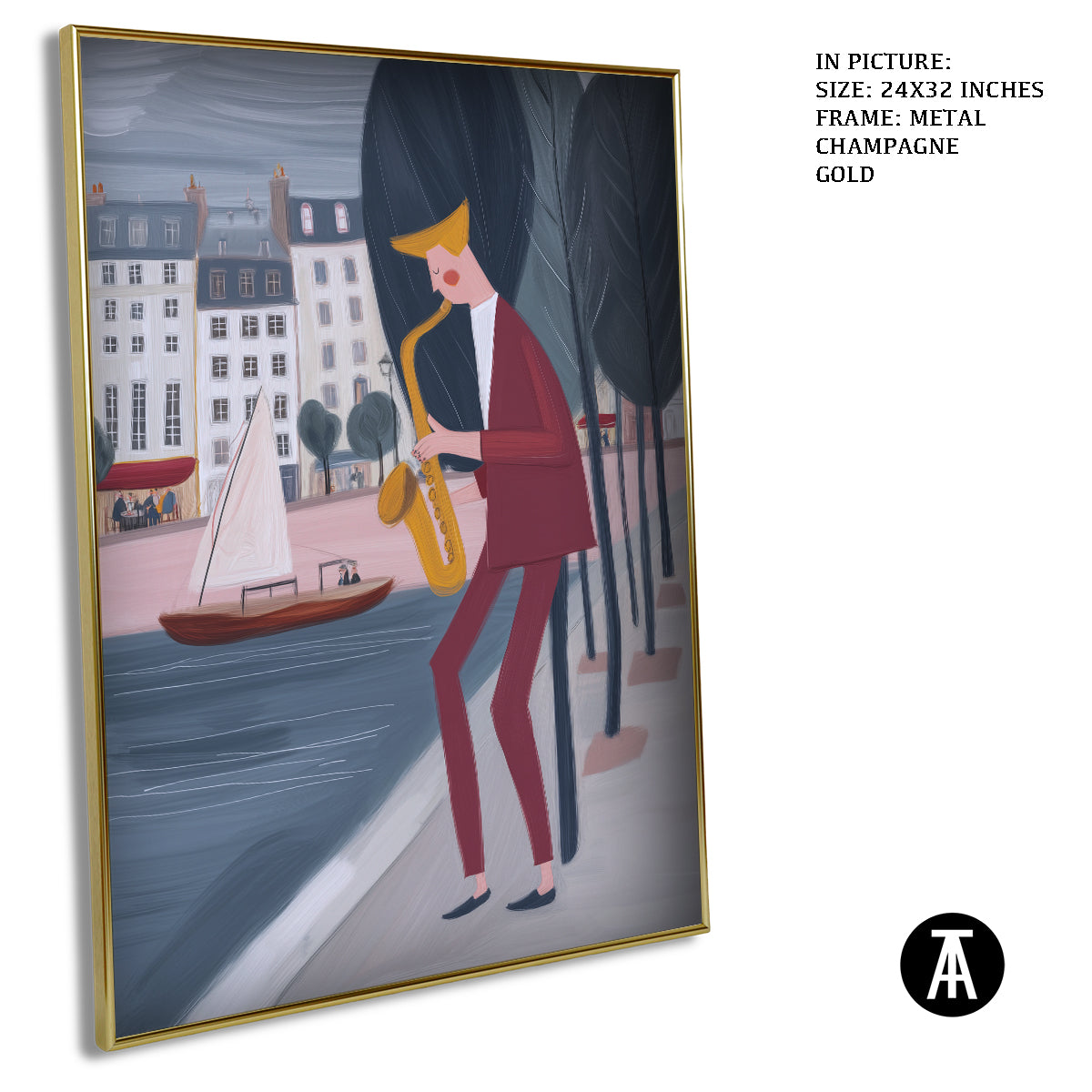 Artwork in Metal Champagne Gold Frame