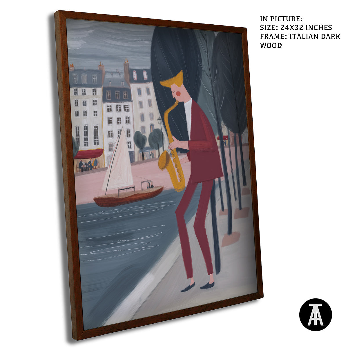 Artwork in Dark Wood Frame