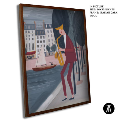 Artwork in Dark Wood Frame