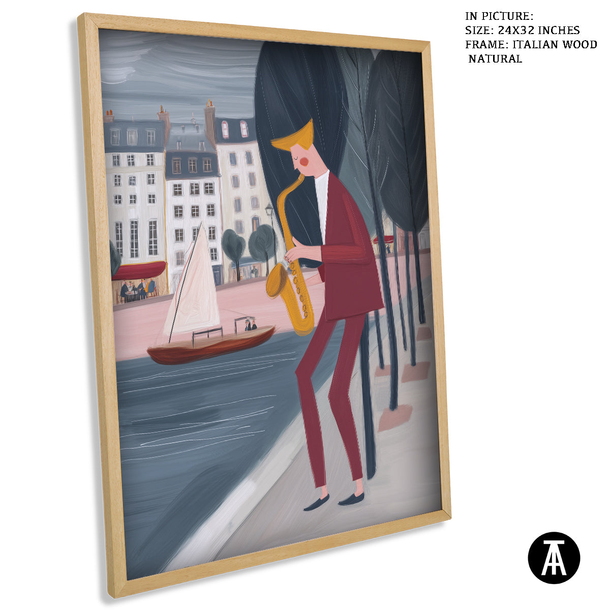 Artwork in Natural Wood Frame