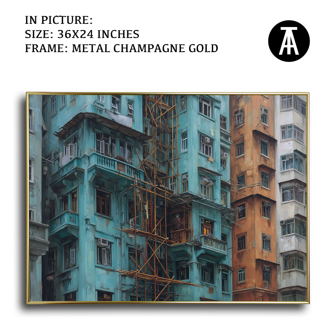 Artwork in Metal Champagne Gold Frame