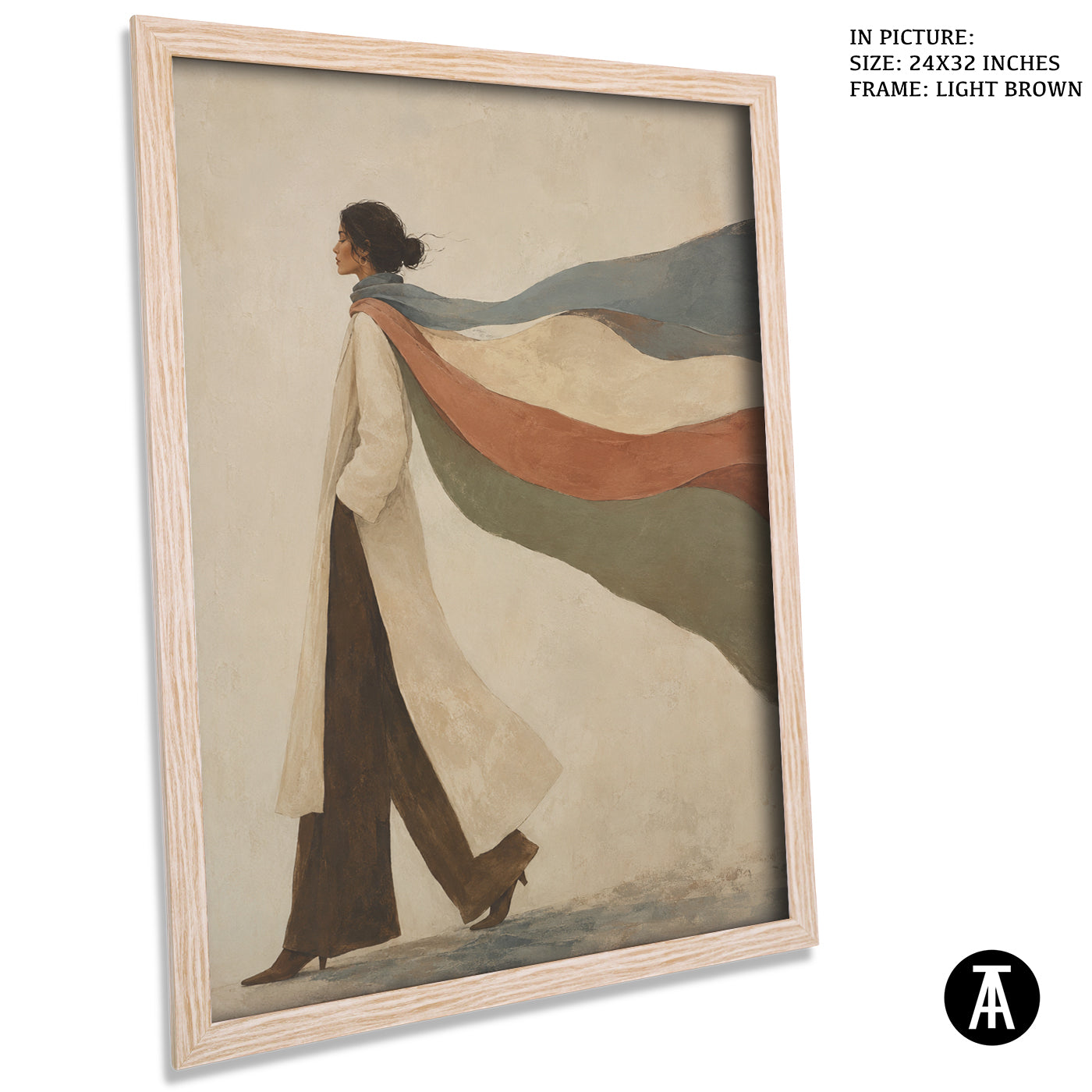 Artwork in Light Brown Frame
