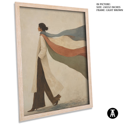 Artwork in Light Brown Frame