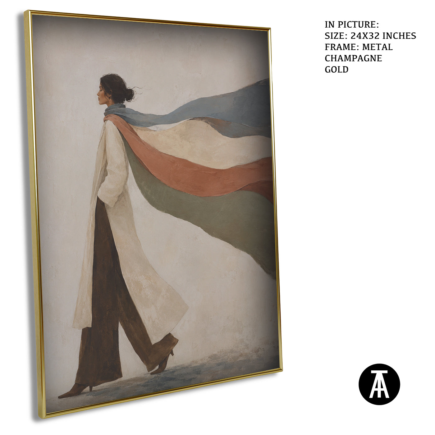 Artwork in Metal Champagne Gold Frame