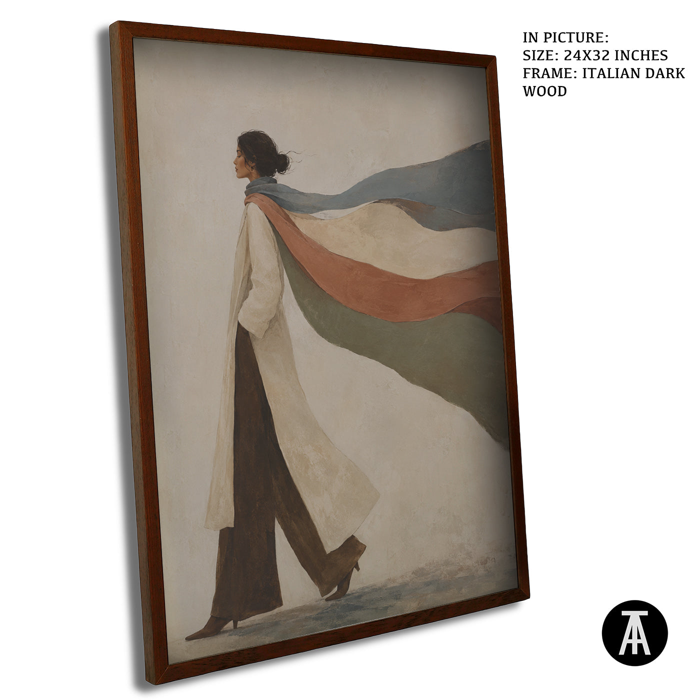 Artwork in Dark Wood Frame