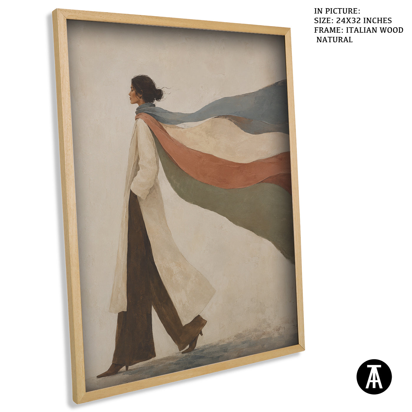 Artwork in Natural Wood Frame
