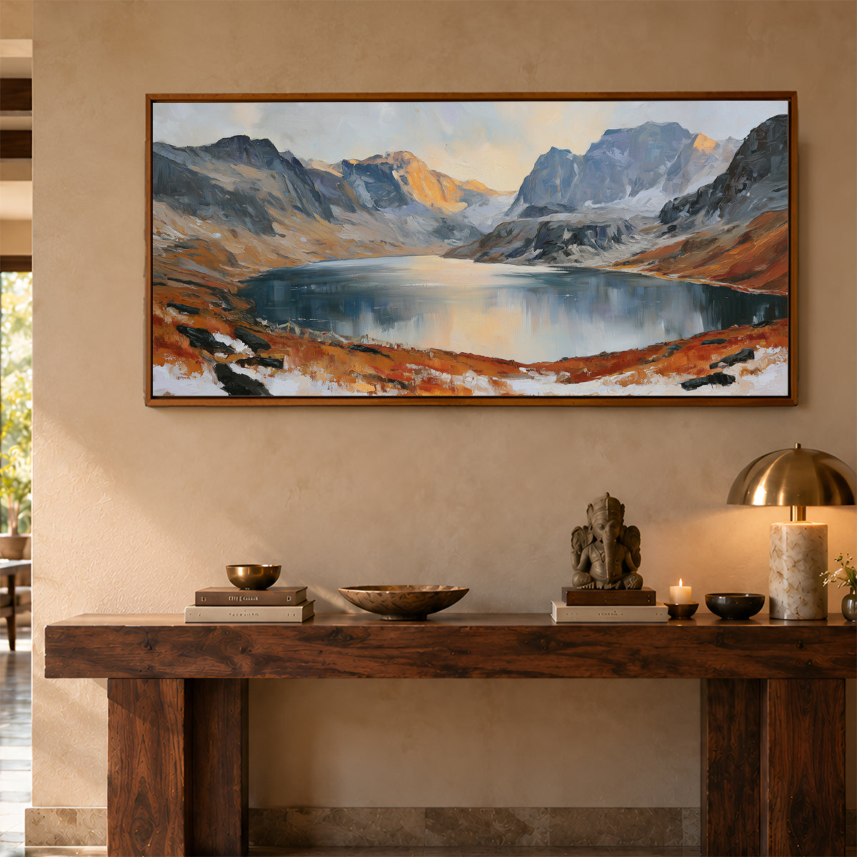 Panoramic Indian Painting in a Lifestyle Setting