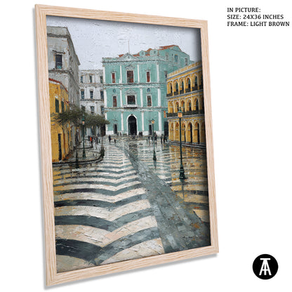 Artwork in Light Brown Frame