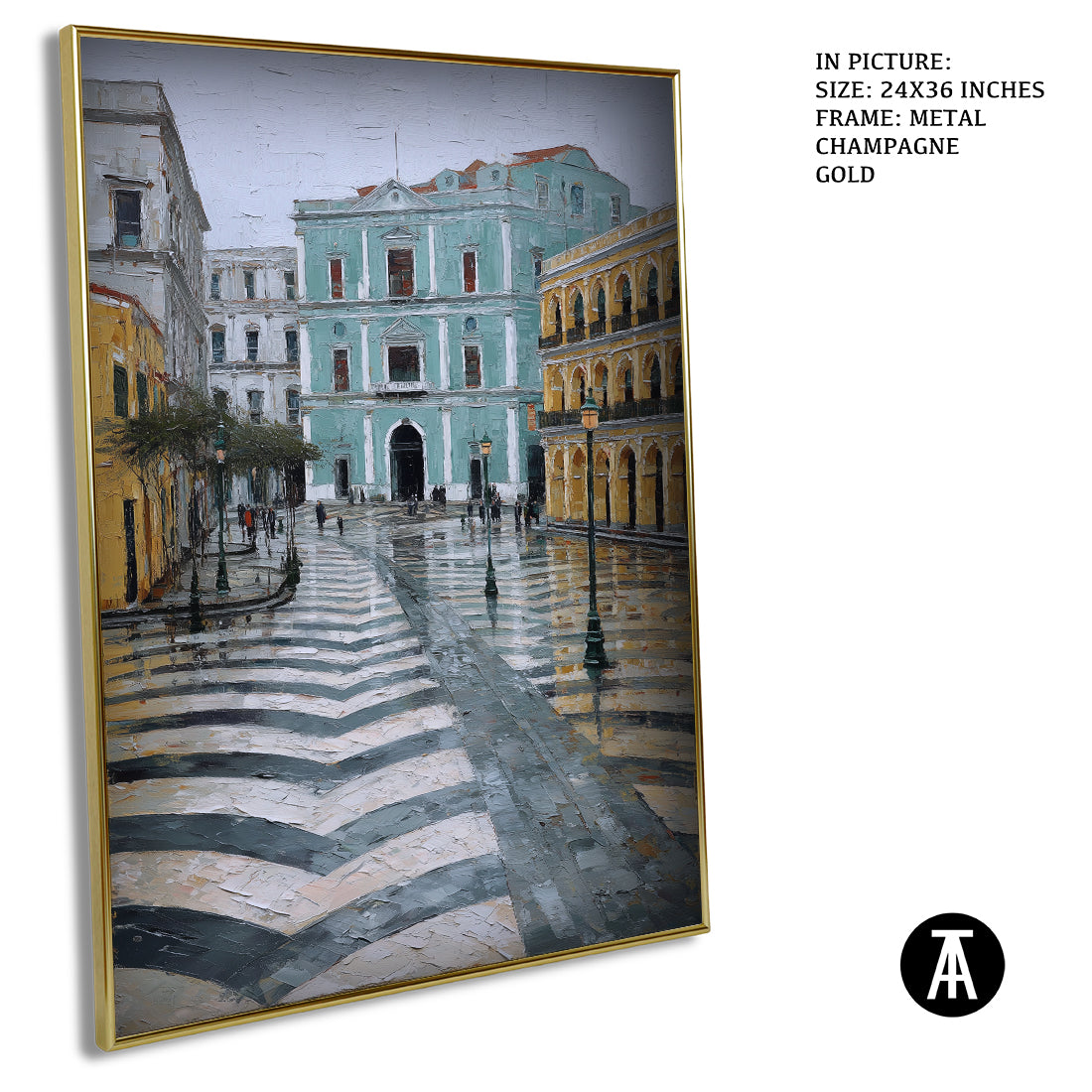 Artwork in Metal Champagne Gold Frame