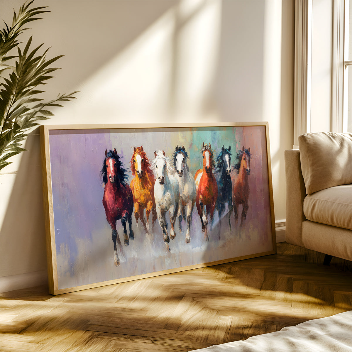 Seven Horses in Vibrant Abstract by TravelArty