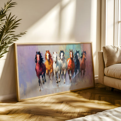 Seven Horses in Vibrant Abstract by TravelArty