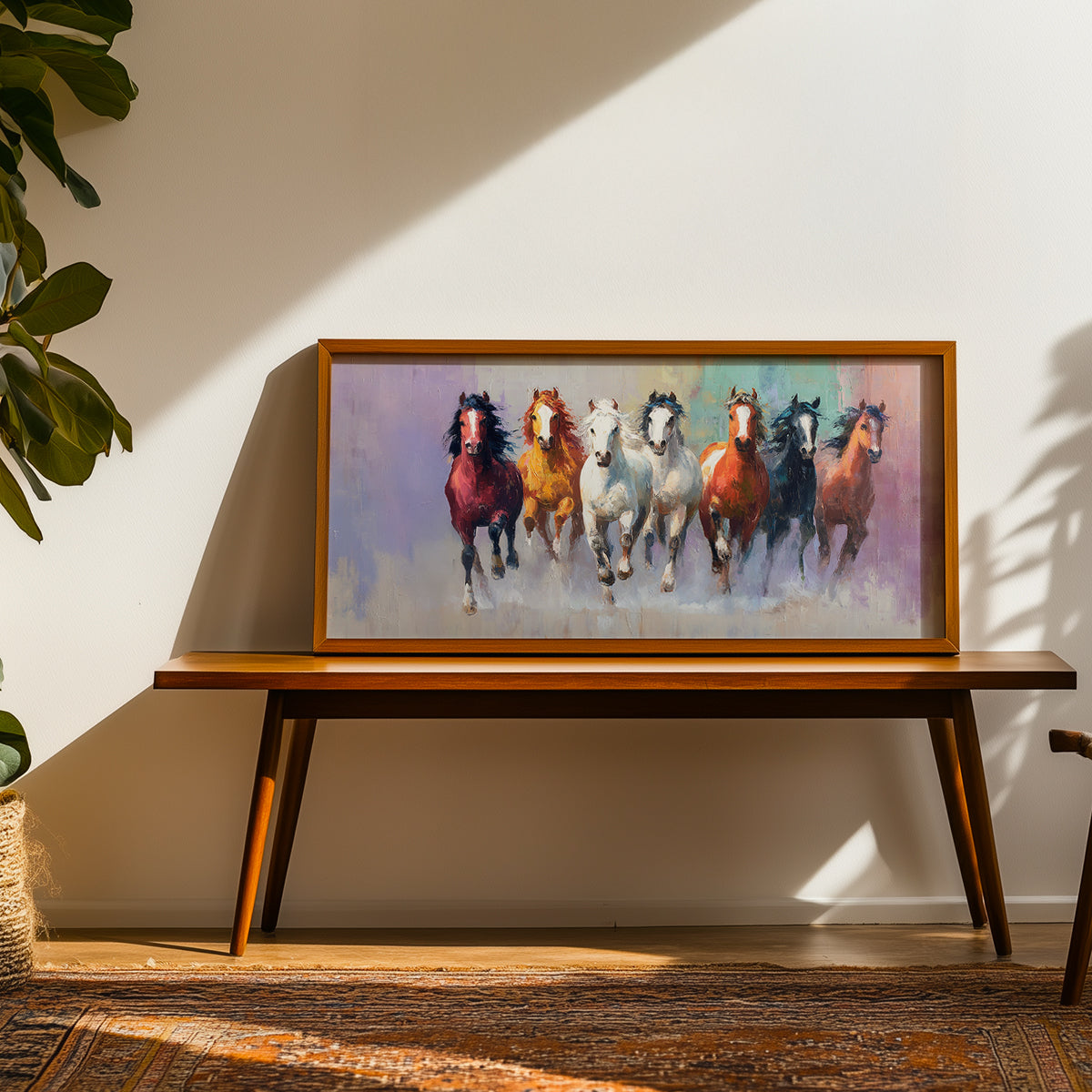 Seven Horses in Vibrant Abstract by TravelArty