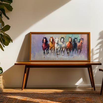 Seven Horses in Vibrant Abstract by TravelArty