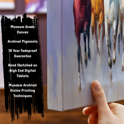 Seven Horses in Vibrant Abstract by TravelArty