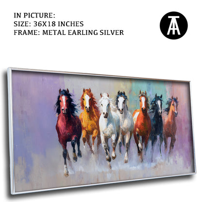Seven Horses in Vibrant Abstract by TravelArty