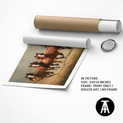 Seven Running Horses in the Field by TravelArty