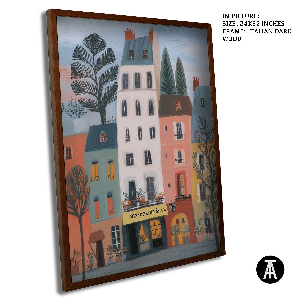 Artwork in Dark Wood Frame