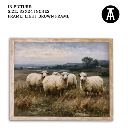 Artwork in Light Brown Frame