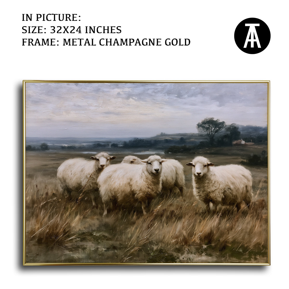 Artwork in Metal Champagne Gold Frame