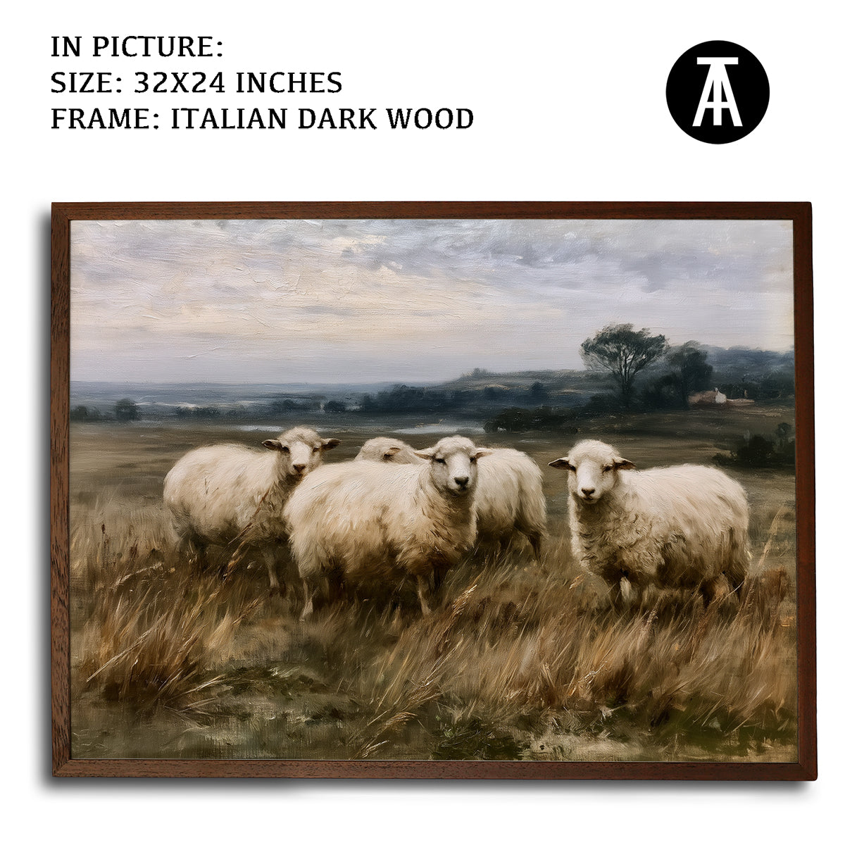Artwork in Dark Wood Frame