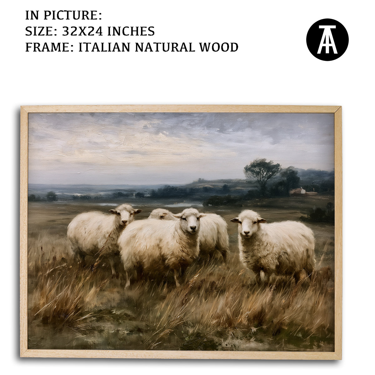 Artwork in Natural Wood Frame
