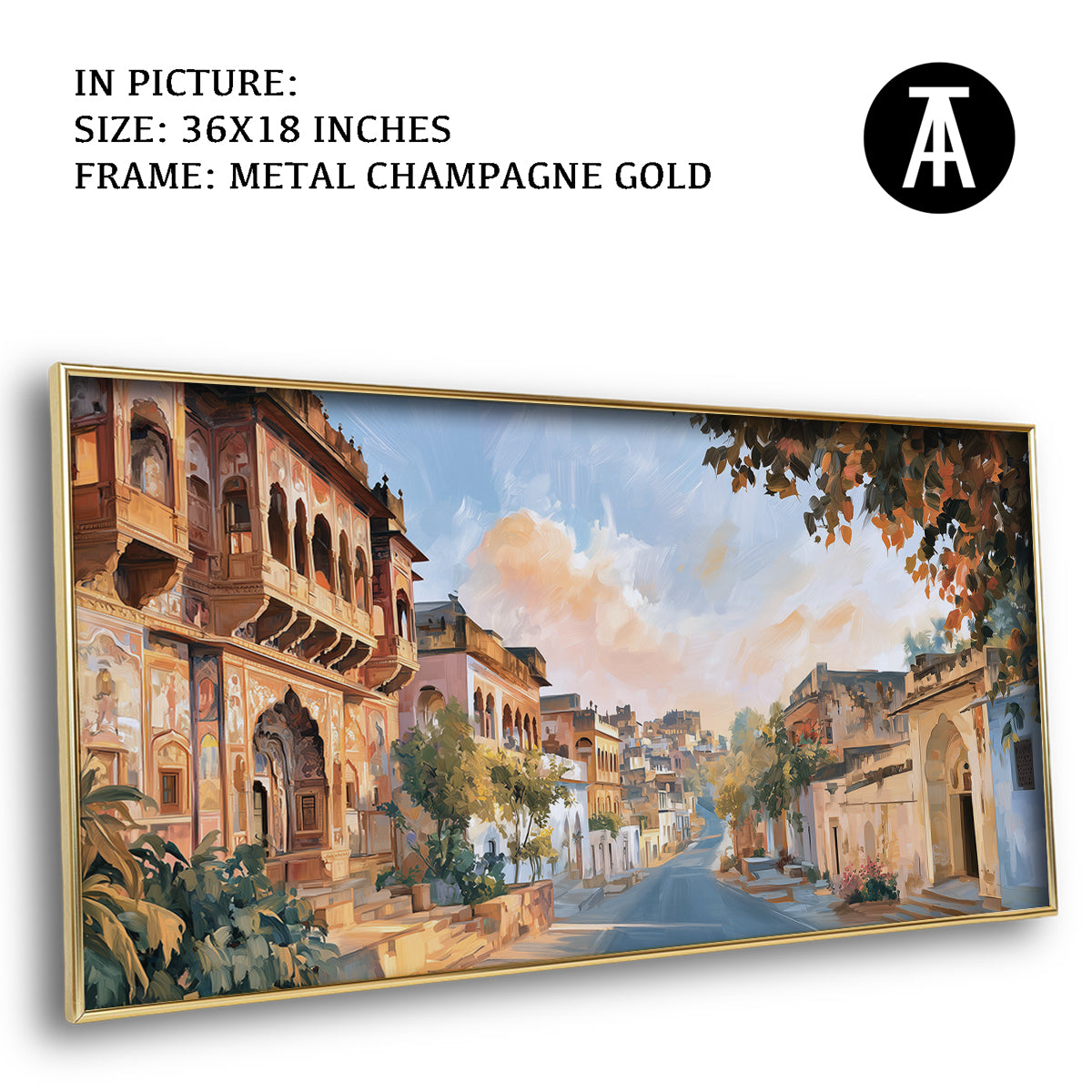 Artwork in Metal Champagne Gold Frame