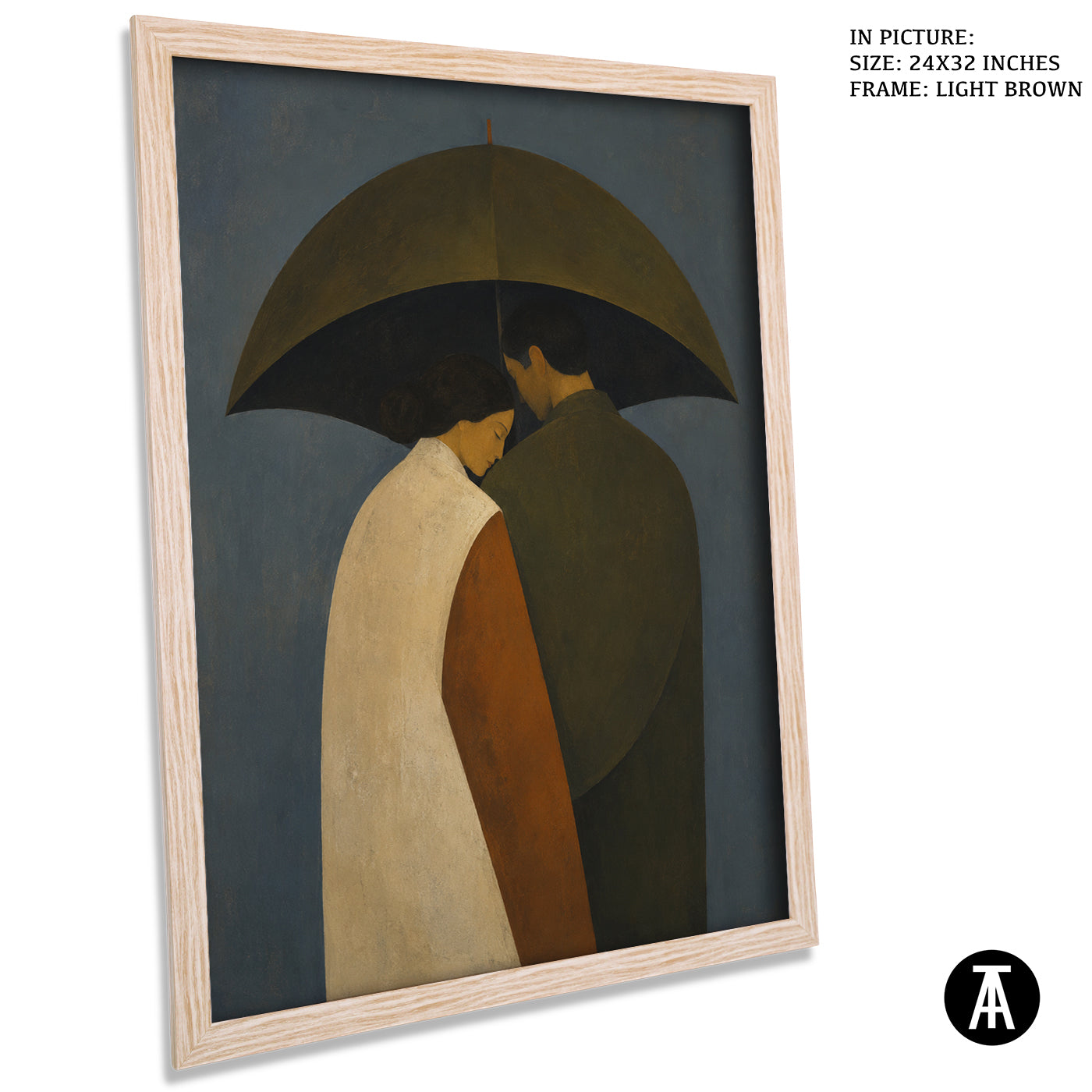 Artwork in Light Brown Frame