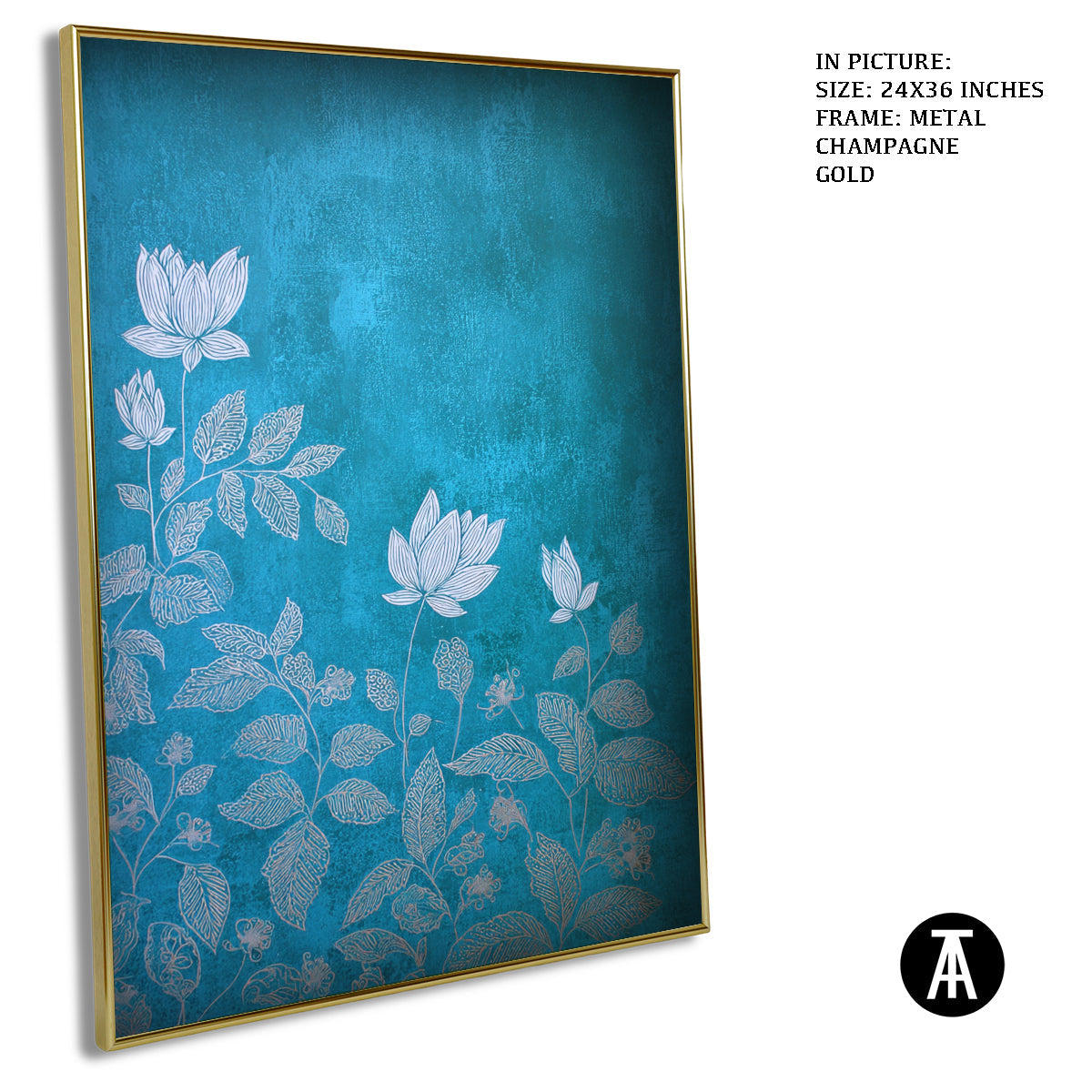 Artwork in Metal Champagne Gold Frame