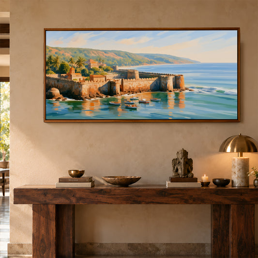 Panoramic Indian Painting in a Lifestyle Setting