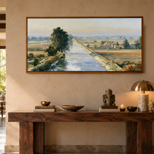 Panoramic Indian Painting in a Lifestyle Setting