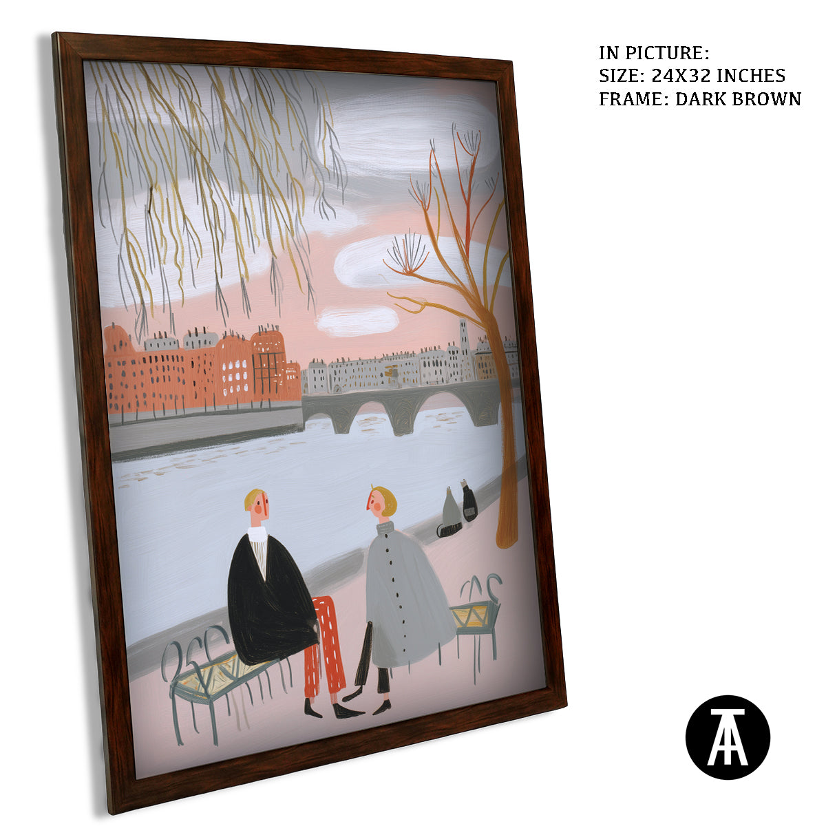 Artwork in Dark Brown Frame