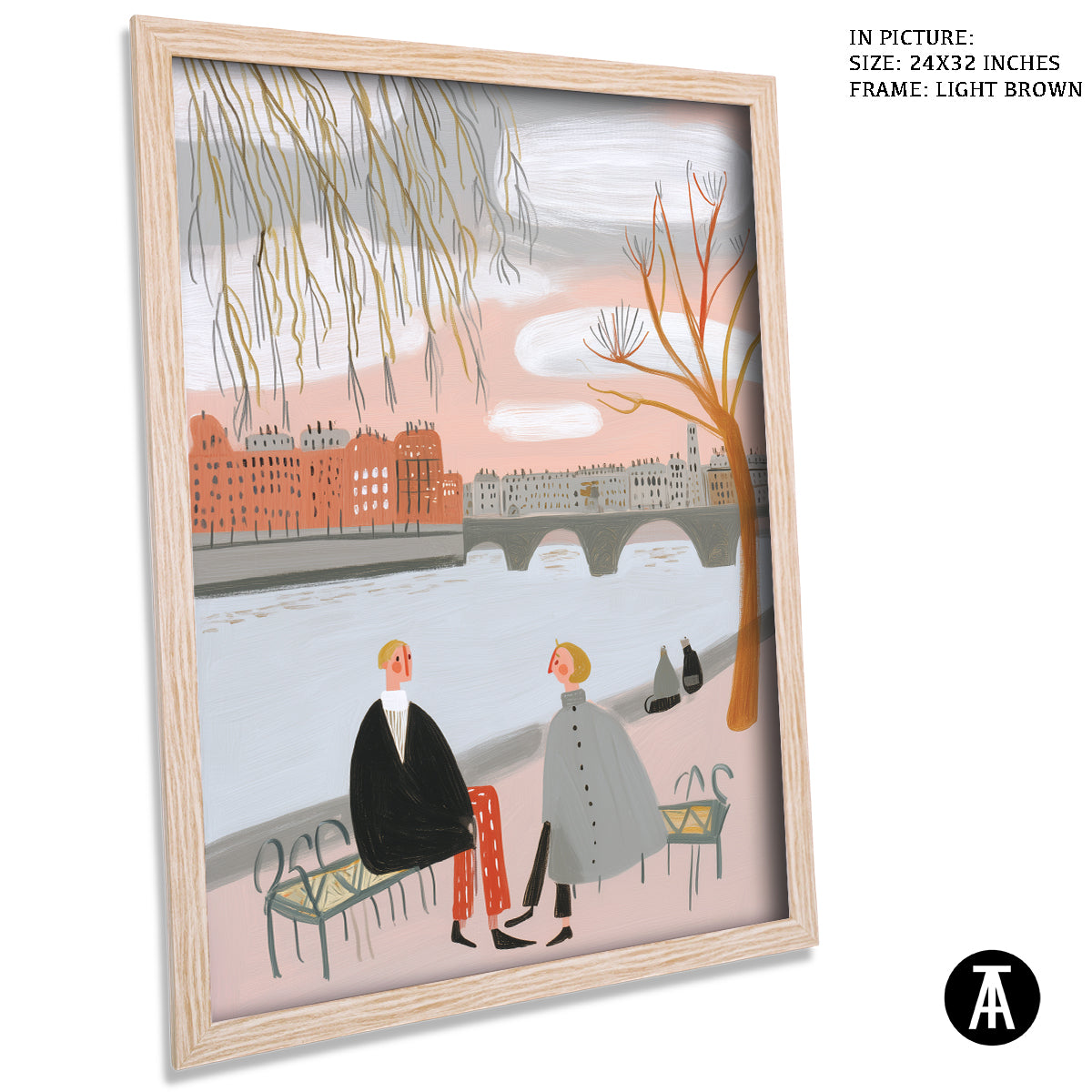 Artwork in Light Brown Frame