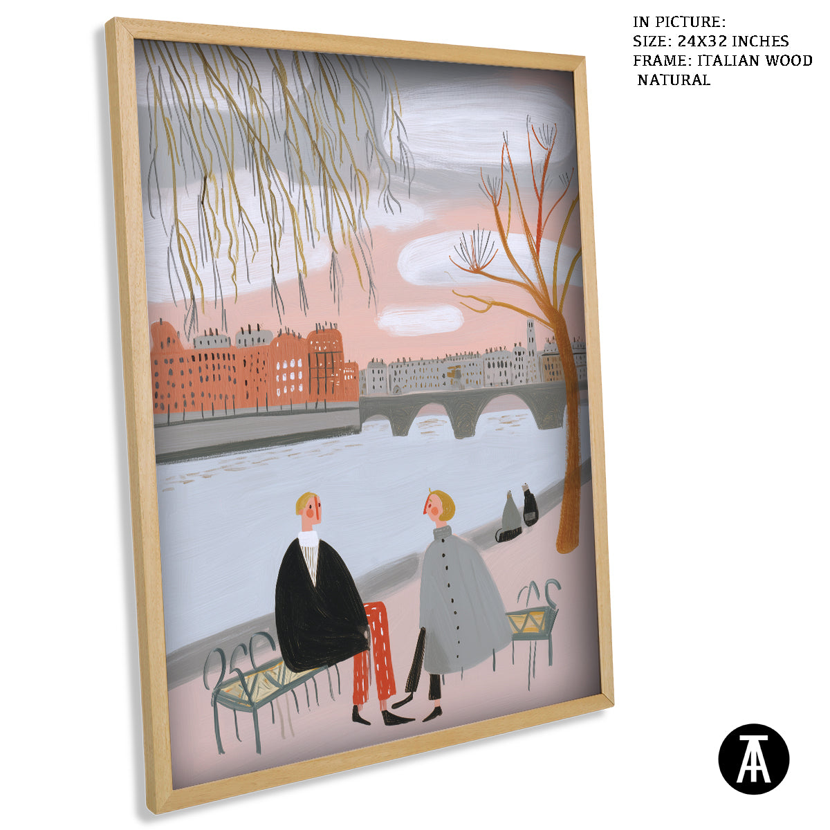 Artwork in Natural Wood Frame