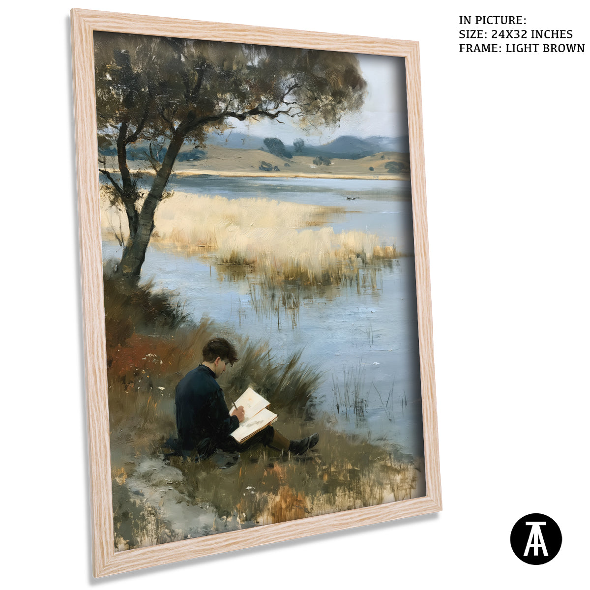 Artwork in Light Brown Frame