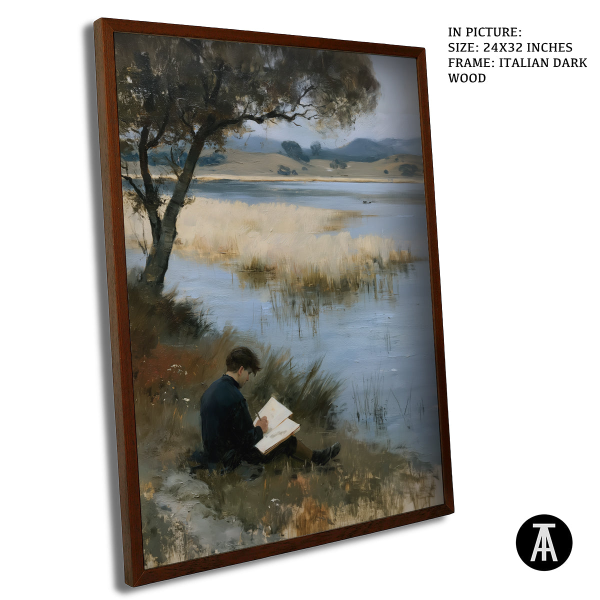 Artwork in Dark Wood Frame