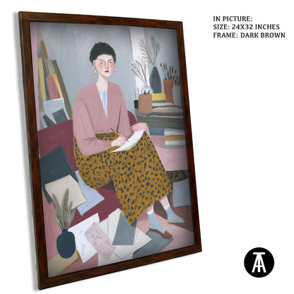 Artwork in Dark Brown Frame