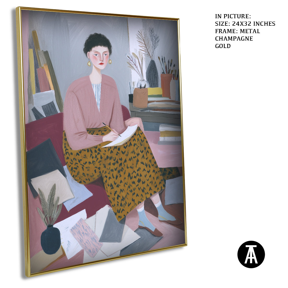 Artwork in Metal Champagne Gold Frame