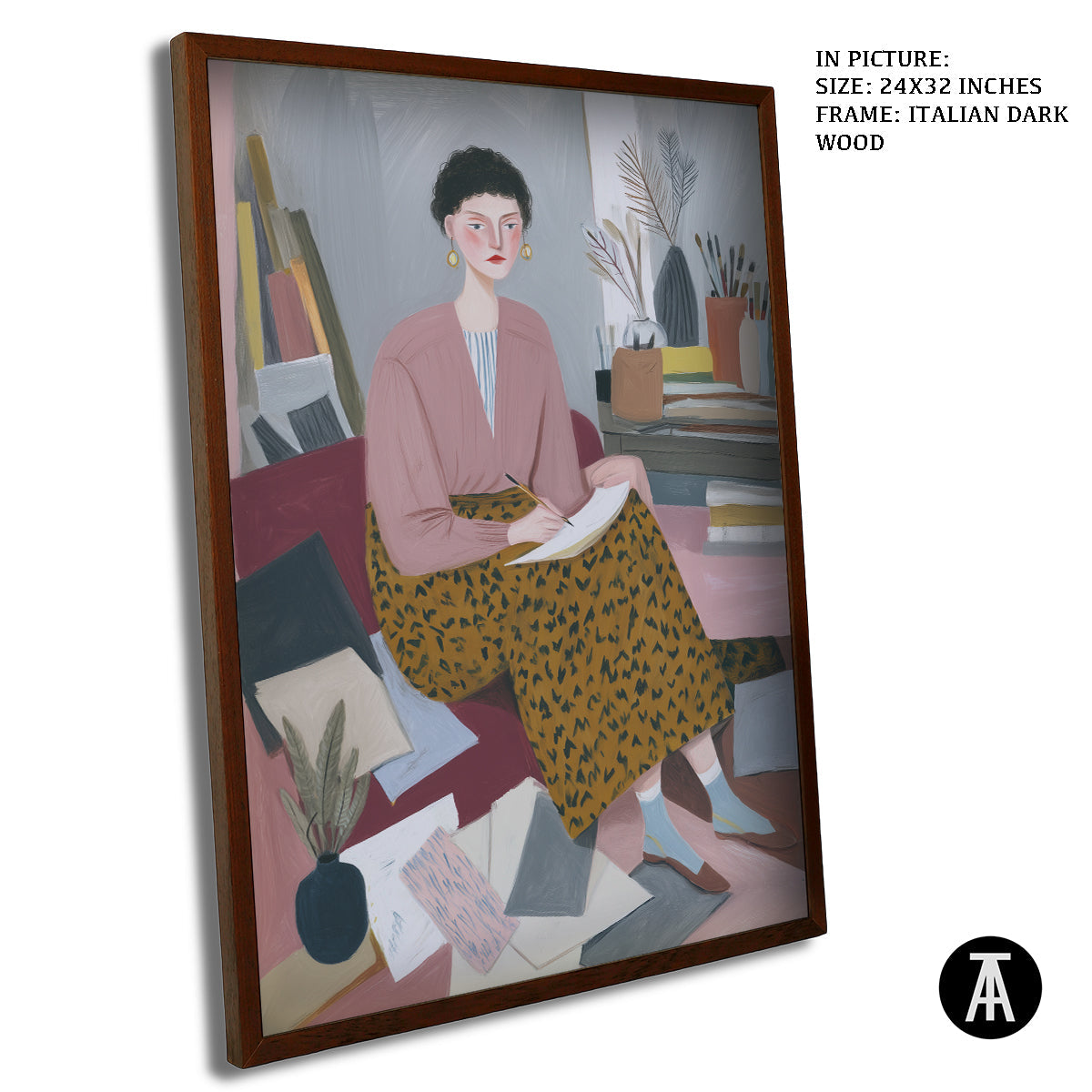 Artwork in Dark Wood Frame