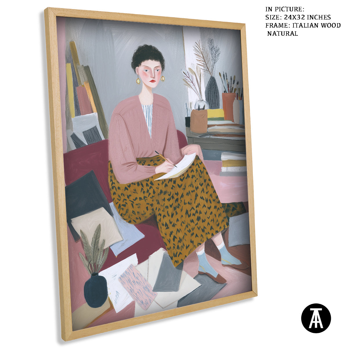 Artwork in Natural Wood Frame