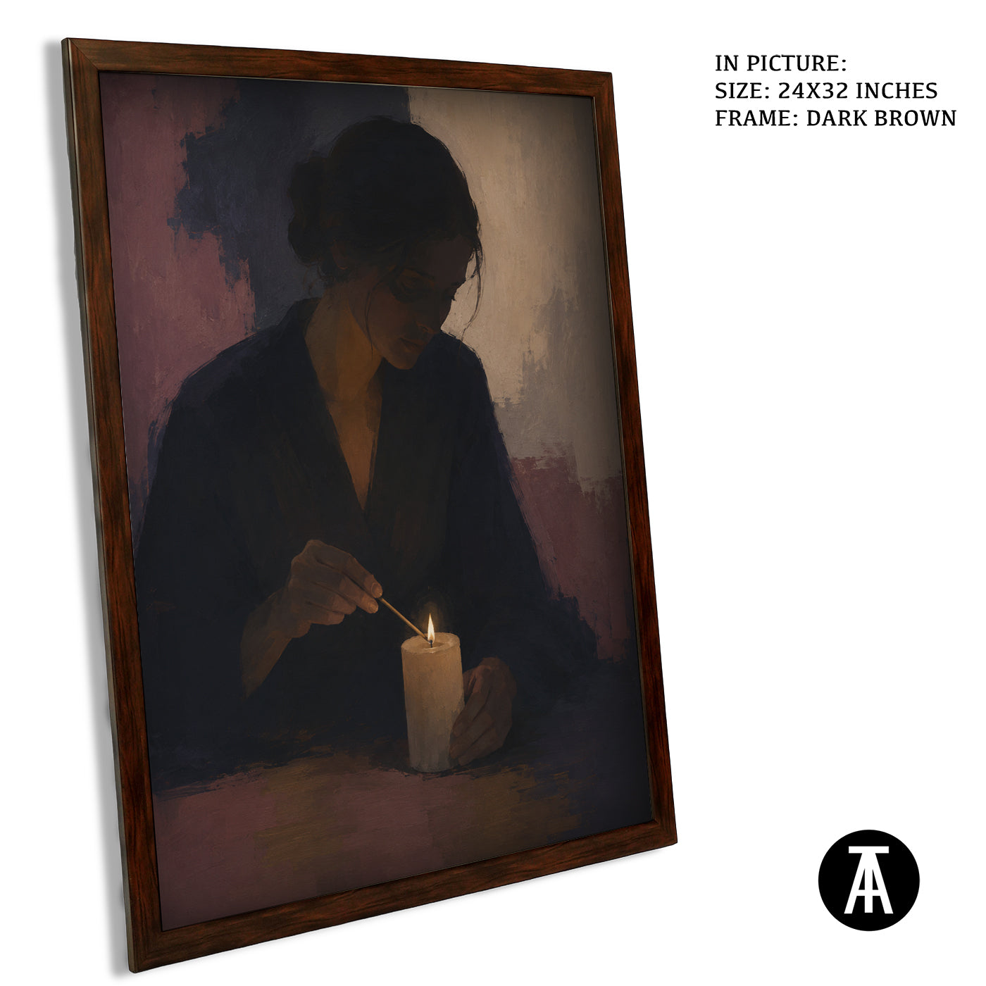 Artwork in Dark Brown Frame