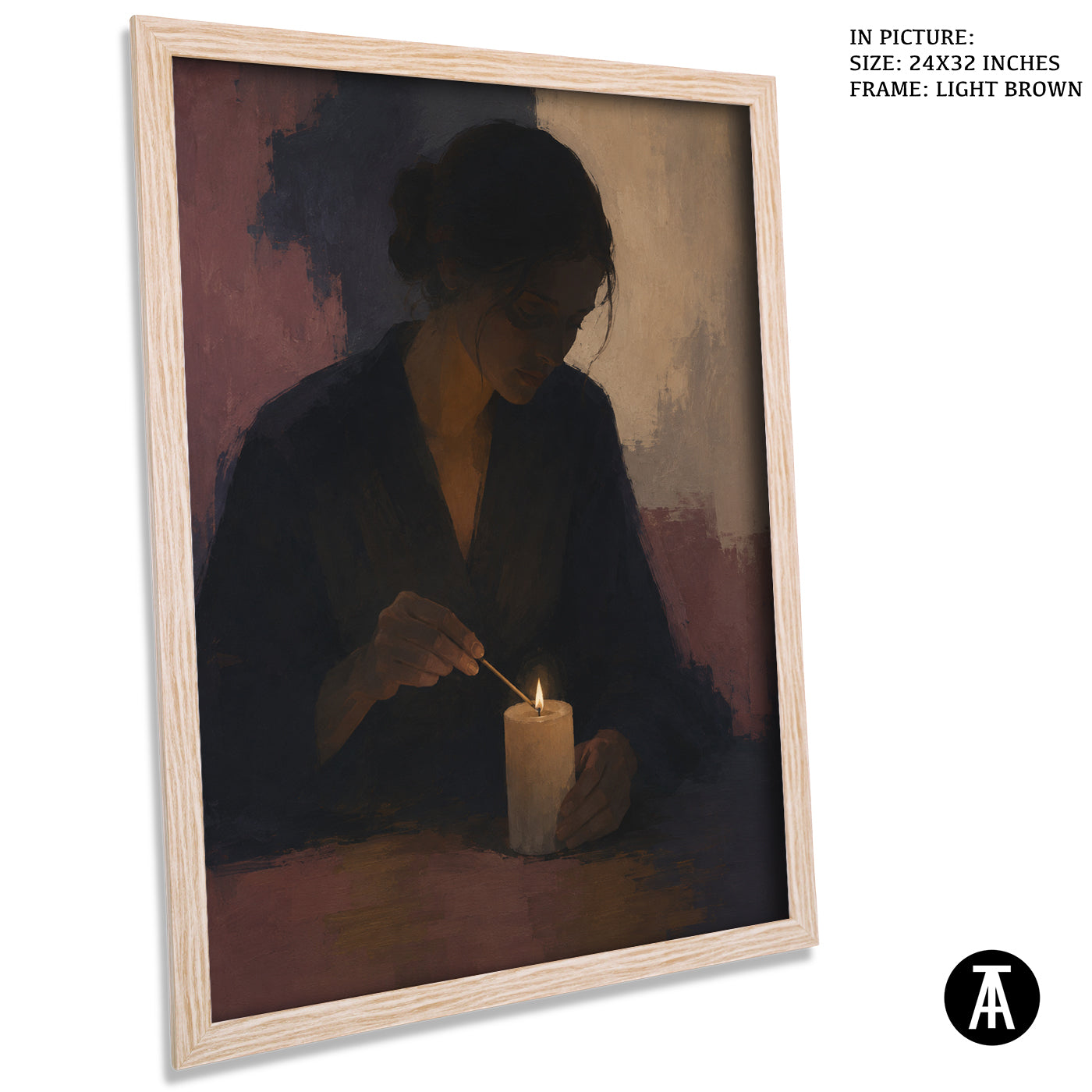 Artwork in Light Brown Frame