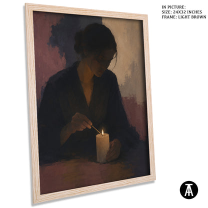 Artwork in Light Brown Frame