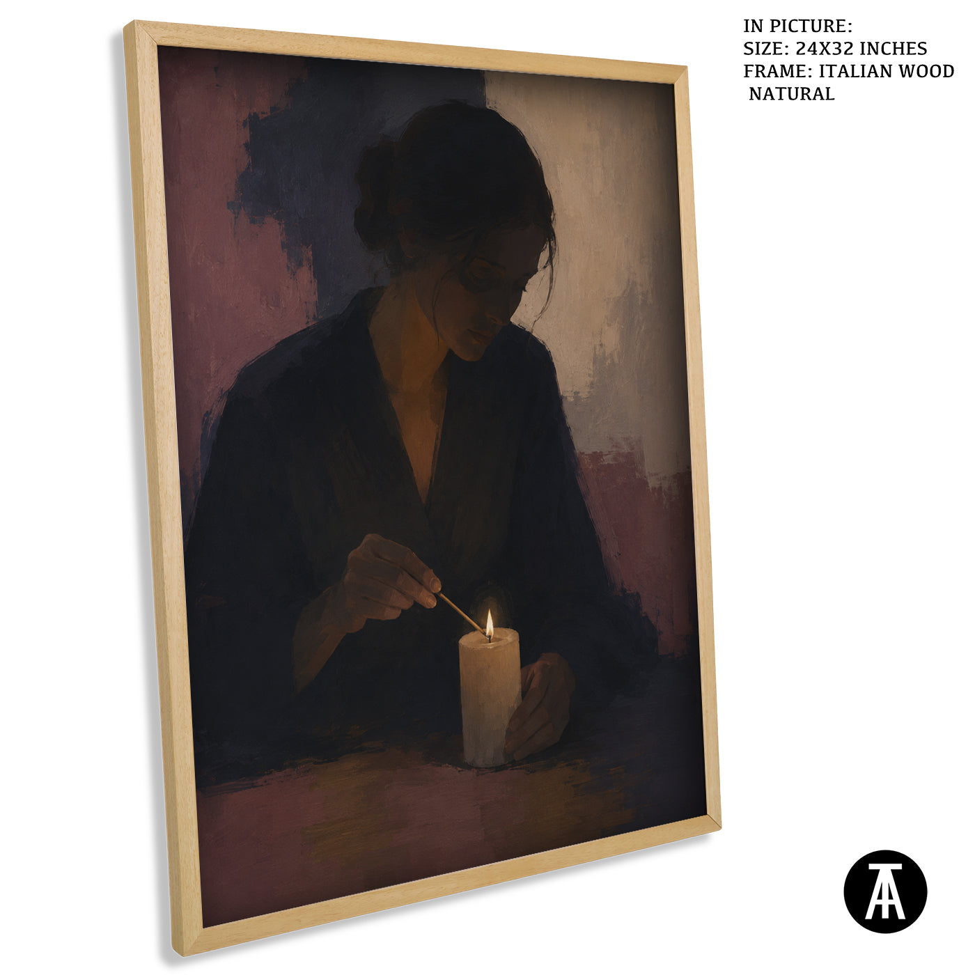 Artwork in Natural Wood Frame