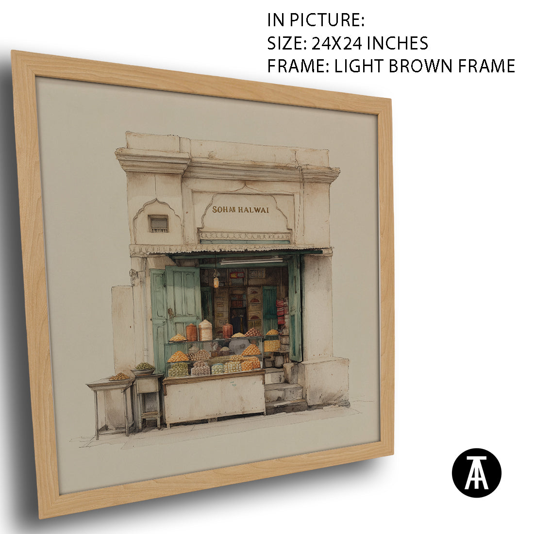 Artwork in Light Brown Frame