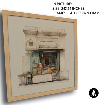 Artwork in Light Brown Frame