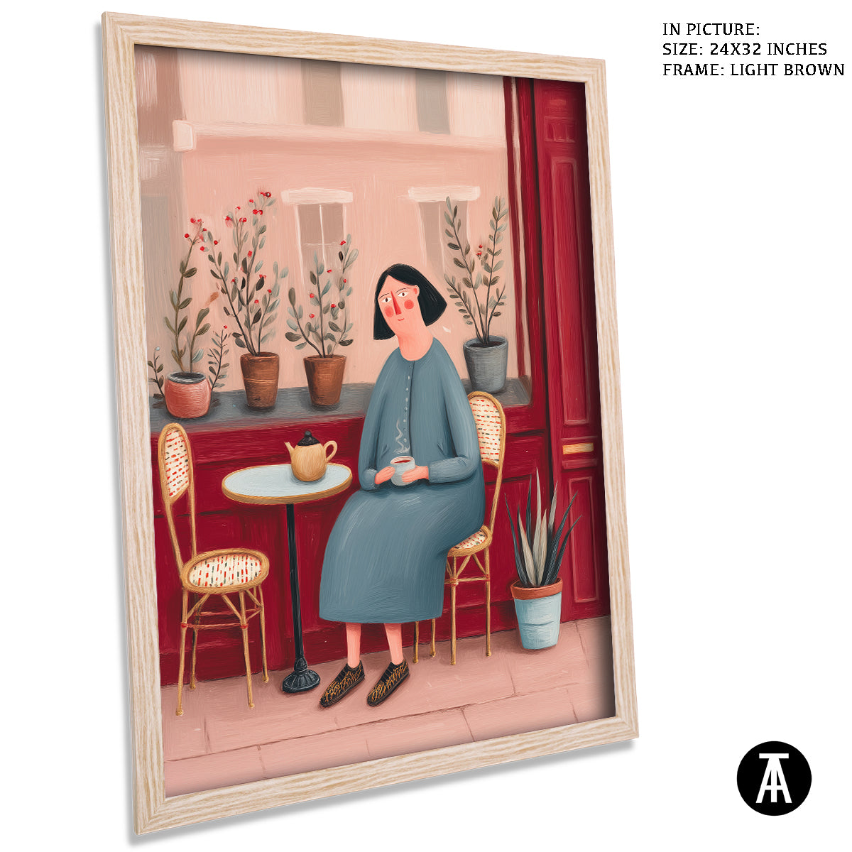 Artwork in Light Brown Frame